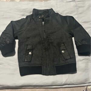 EUC OshKosh Kid Long-sleeve Wool and Faux Leather Jacket - No Size Tag